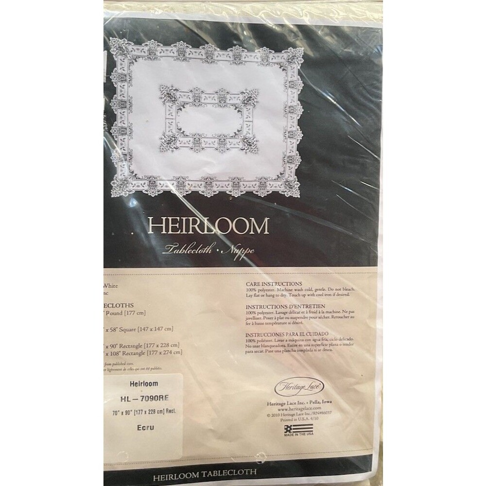 Heritage Lace 70 x 90 Rectangle Off White Tablecloth Dining Room